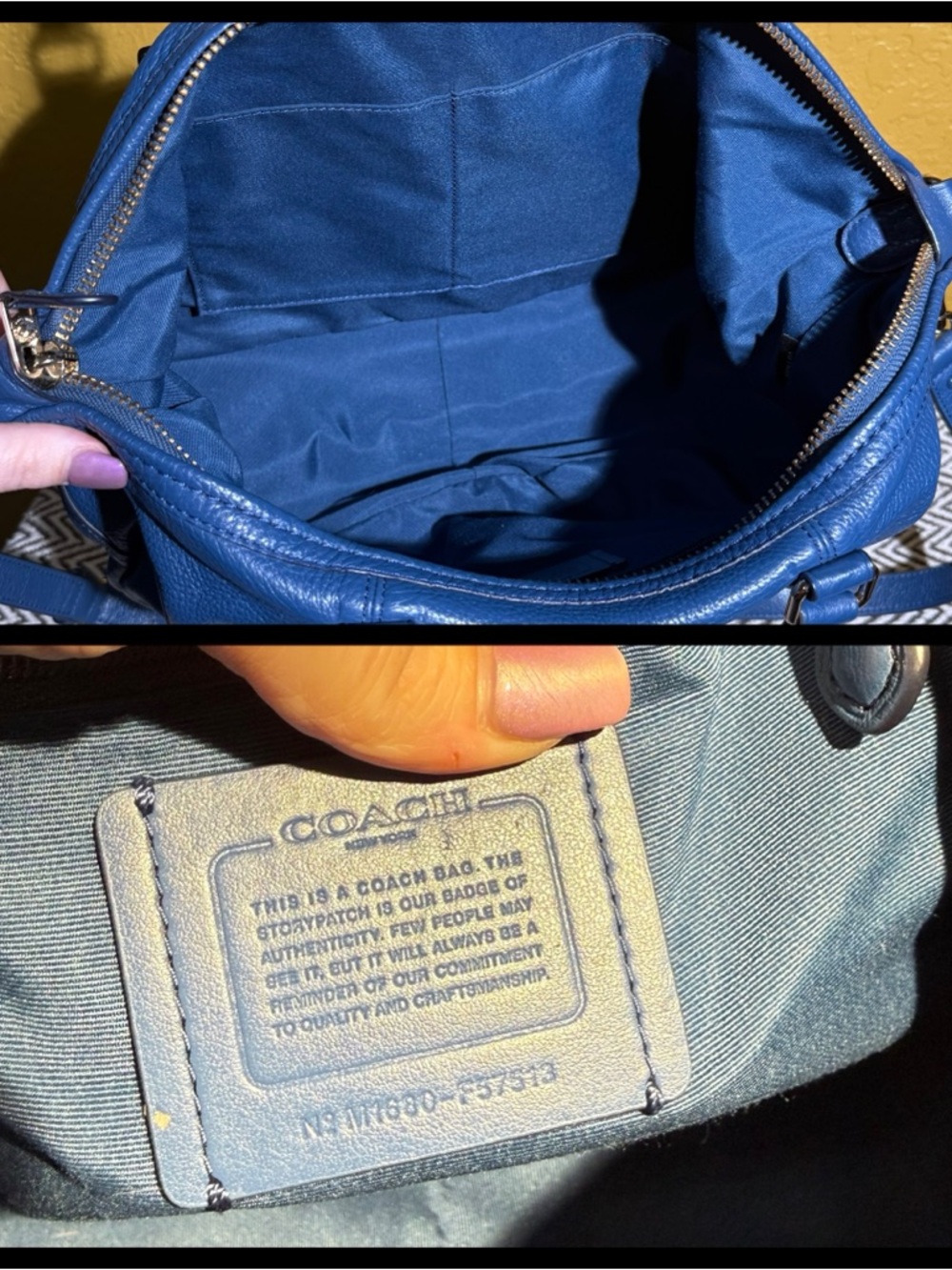Coach Blue Pebble Leather Central Satchel with Studs - Picture 4 of 11